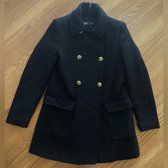 Zara black wool blend coat (pre owned) size XS - Picture 2 of 10
